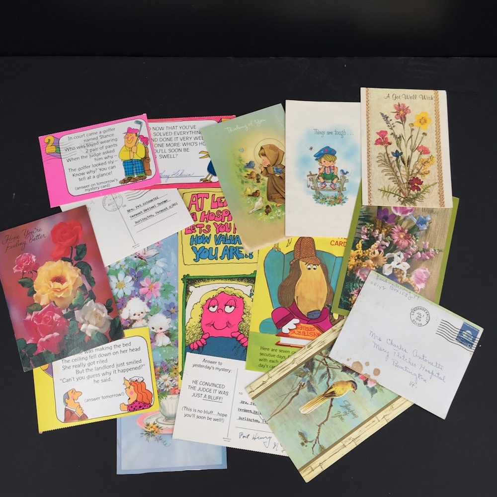 Vintage greeting Cards LOT ephemera Used 1970's GREAT Graphics Scrapbooking